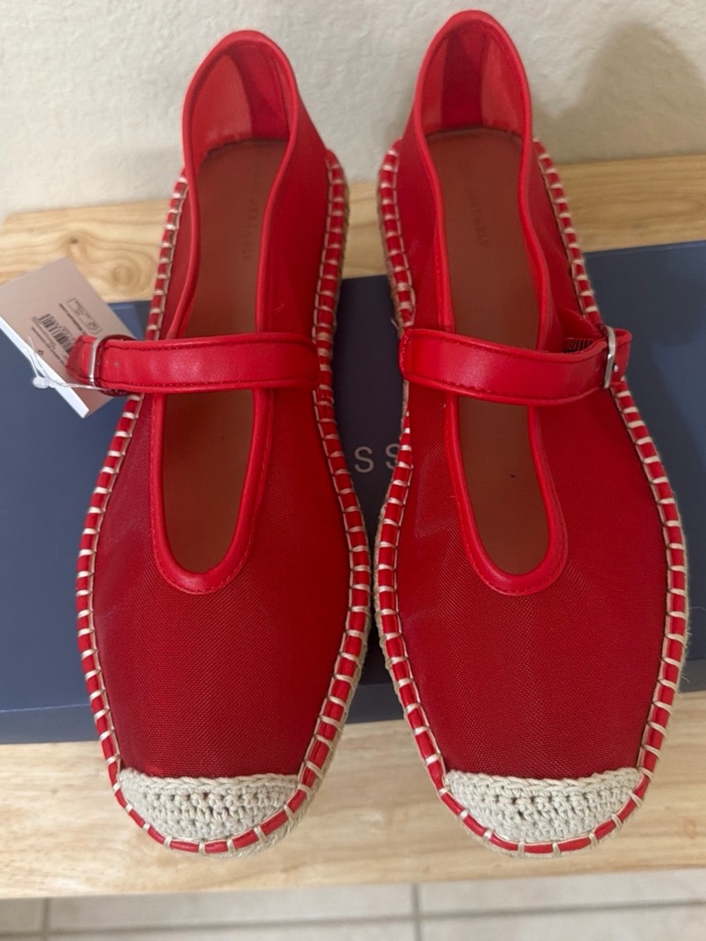 Women's Red Mary Jane Espadrilles with Strap